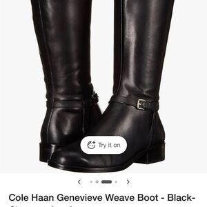 Cole Haan Black Tall Leather Boots